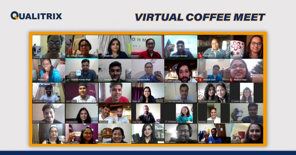 virtual coffee meet at Qualitrix - Best Software Testing Company